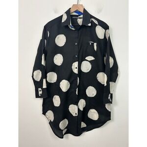 Gudrun Sjoden Womens Black Cream Polka Dot Organic Cotton Tunic Shirt Size S